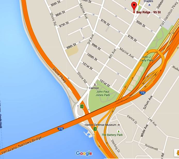 Verrazano Bridge Bay Ridge map