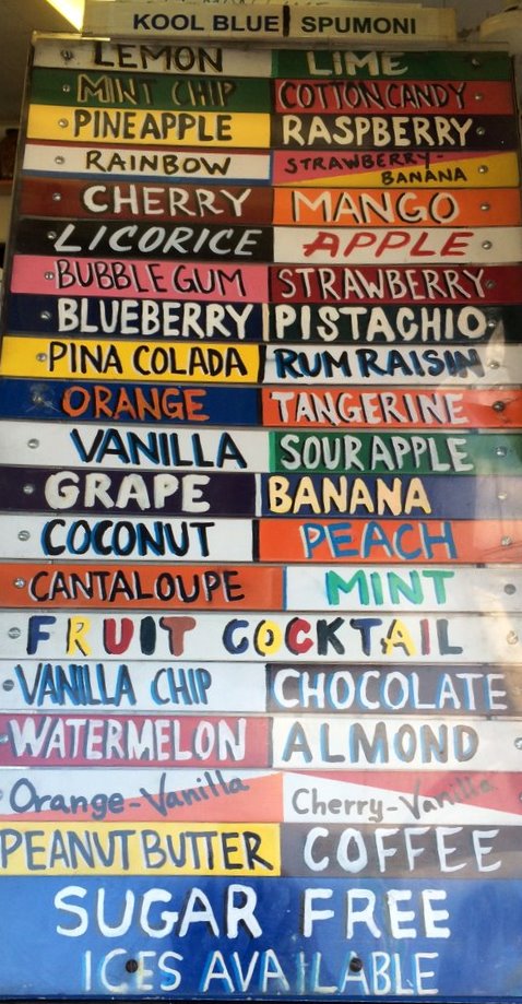 selection at Lemon Ice King of Corona