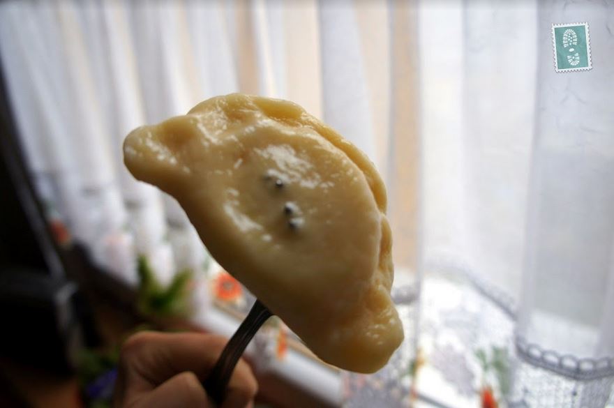 A perfectly shaped Polish dumpling.