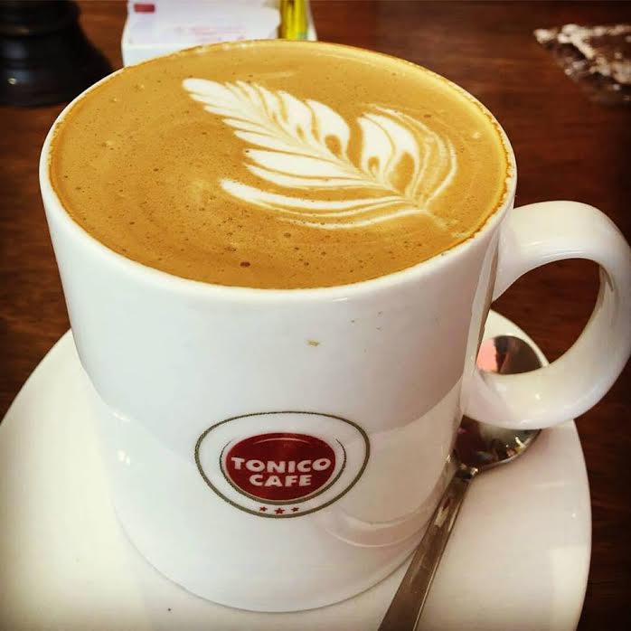 Cappucino served in a private cafe in Kerala