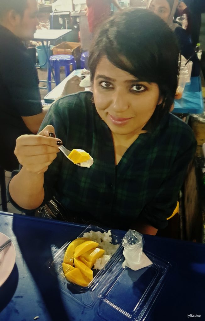 5. Enjoying my favourite Mango with sticky rice in Thailand